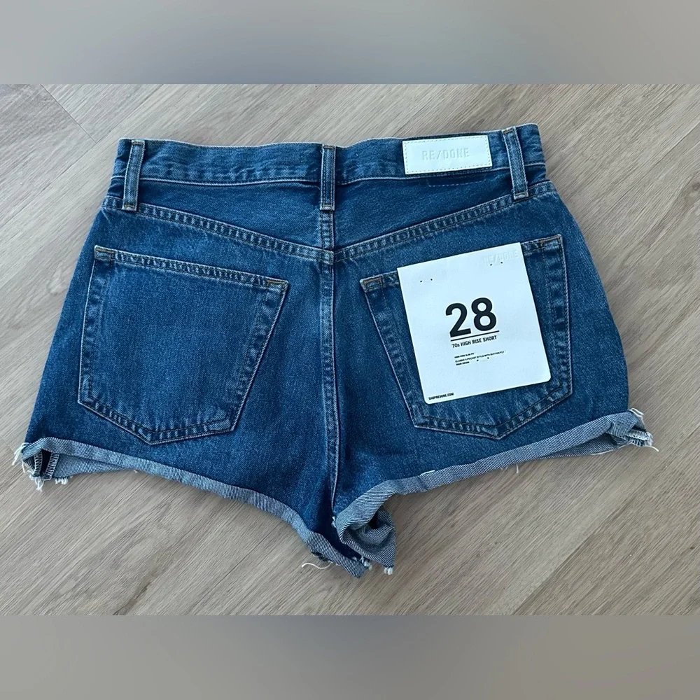 Re/Done High Waist Denim Shorts in Classic Blue